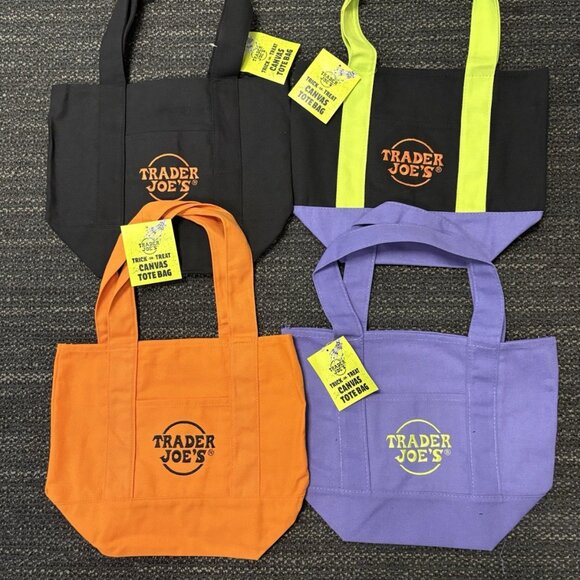 Trader Joe's Mini Canvas Halloween Tote bags - set of 4 - Picture 2 of 2